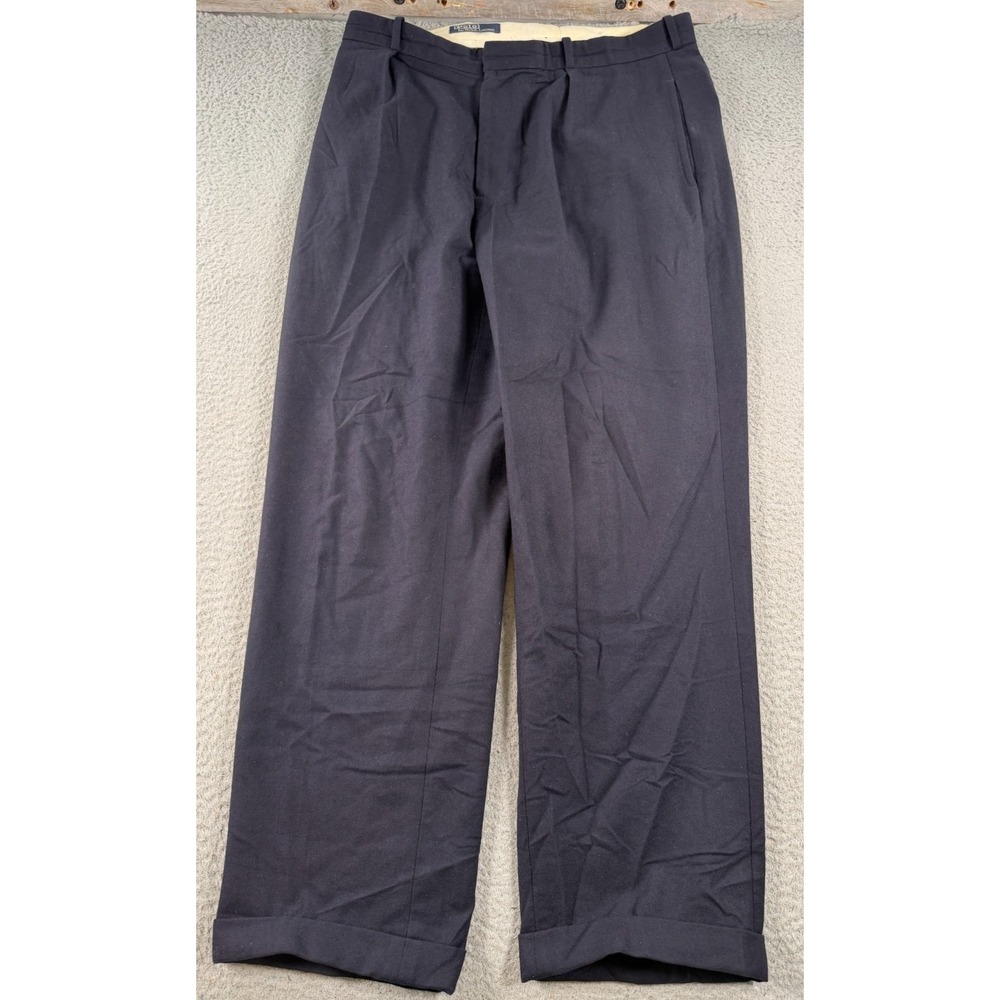 Vintage Polo Ralph Lauren Trousers Mens 34x31 Pleated Cuffed Wool Made In Mexico